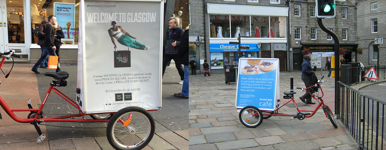 Adbikes, Advertising bikes, adtrikes and all kinds of mobile outdoor advertising solutions by the FDL teams in London.